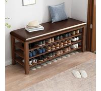 BAYTEWJX Zapatero Madera Banco Banco de Entrada Tapizado Banco de Madera para Interior Ahorra Espacio para Entradas Pasillos.(Walnut,100x30x52cm)