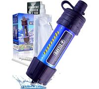 BAYTIZ ® Filtro de Agua Portatil + Botella Suave - Pajitas de Supervivencia - Filtros Movil para Camping y Senderismo - Kit Purificador - Accesorios para Camper - Sistema Militar Montaña Water Filter