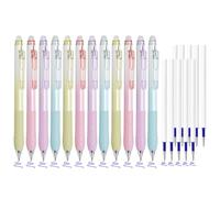 BAYTORY 22 bolígrafos de gel borrables de punta fina y recambios, bolígrafo retráctil de tinta azul de 0.5 mm, escritura suave, cómodo de usar para crucigramas (multicolor y 10 recambios de tinta