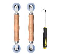 BAYTORY Herramienta de pantalla de 3 piezas, herramienta de rodillo estriado de pantalla de ventana con mango de madera y ruedas de rodamiento de nailon, kit de reparación de puerta de malla duradero
