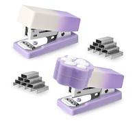 BAYTORY Mini Grapadora Linda, Pequeña Grapadora Portátil con 800 Grapas 24/6, Juego de 2 grapadoras de degradado de colores, grapadora de oficina para suministros escolares y de oficina (violeta)