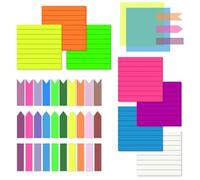 BAYTORY Notas adhesivas transparentes con líneas, 350 hojas de 3x3 pulgadas con líneas y 3 pestañas pegatinas transparentes, 7 bloques de colores brillantes a juego y escrituras de índice (doblado)
