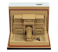 BaYuYPOO Bloc de notas 3D Train in The Book, bloc de notas extraíble con modelo de estación de tren en miniatura, organizador de escritorio y soporte para bolígrafos, regalo de arte de papel de