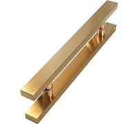 BAZAC Tirador de puerta de vidrio para ducha con acabado cepillado dorado, perilla de baño para puerta de cristal, juegos de mamparas de ducha, 400 (200 mm)