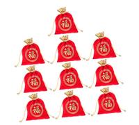 BAZEITFLOW 10 Piezas Bolsas de Regalo Pequeñas Diseño Chino Fu de Unidades Bolsitas Reutilizables con Cordón para Joyas y Almacenamiento de Objetos Delicados
