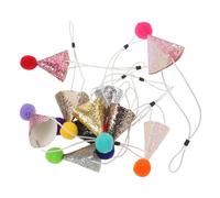 BAZEITFLOW 10 Piezas Sombreros de Fiesta para Mascotas Unidades Gorros de Cumpleaños con Purpurina y Pompón Cómodos y para Perros y Gatos Pequeños Accesorios para Celebraciones y Sesiones de