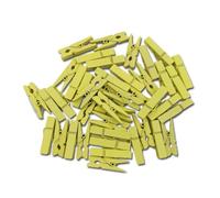 BAZEITFLOW 100 Piezas Unidades Clips de Madera Amarillos Pinzas Mini para Ropa Sellado Alimentos Decoración Hogar Manualidades