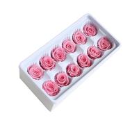 BAZEITFLOW 12 Rosas Inmortales de 3-4 CM Color Rosa Claro para Decoración de Bodas y Bricolaje Flores Preservadas para Ramo Caja de 12 Piezas para Obsequio de San Valentín