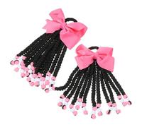 BAZEITFLOW 2 Extensiones De Cabello Con Cuentas Para Niñas Coletas Pelucas Trenzadas De Colores Extensiones De Cabello Trenzado Para Mujeres Color Rosa