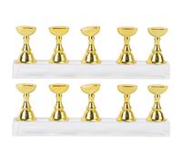 BAZEITFLOW 2 juegos Bases Magnéticas para Uñas con Barra Soporte Acrílico para Práctica y Exhibición de Arte Uñas Diseño Tablero de Ajedrez Dorado Juego Soportes para Salón y Entrenamiento