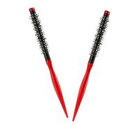 BAZEITFLOW 2 Piezas 2 Mini Cepillos de Rodillo Redondos de Nailon para Peinar y Rizar Cabello Corto y Fino, Cepillos Compactos Voluminizadores y Aplicadores de Tinte, Color Rojo, para Cuidado