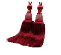 BAZEITFLOW 2 Piezas Borlas Colgantes Decorativas para Cortinas Accesorios Elegantes con Bola de Malla Dorada Sujetador de Cinta para Cortinas de Salón Diseño Vintage Rojo