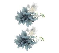 BAZEITFLOW 2 Piezas Clips Sujetadores para Cortinas con Diseño Floral Realista Pinzas Metálicas Resistentes para Cortinajes Accesorios Decorativos para Hogar y Oficina Color Azul Profundo