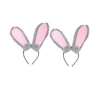 BAZEITFLOW 2 piezas Diadema con Orejas de Conejo Pequeñas de Peluche Accesorio de Disfraz para Fiesta y Cosplay Diseño Flexible para Mujer y Niña de Gris