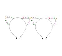 BAZEITFLOW 2 Piezas Diademas Metálicas con Campana y Orejas de Gato Plateadas Accesorio Chic para Fiestas Cosplay y Carnavales Complemento Adorable para Mujeres