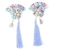 BAZEITFLOW 2 Piezas Horquilla de Japonés con Diseño de Abanico y Borlas Accesorios para Cabello Elegantes para Mujeres y Niñas Perfectos para Bodas y Fiestas