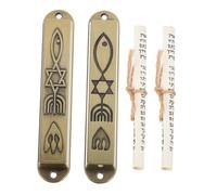 BAZEITFLOW 2 Piezas Metal Mezuzah de Puerta Religiosa Decorativa con Diseño Antiguo para Bendición y Protección del Hogar Adorno Metálico Compacto para Entrada Exterior