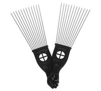 BAZEITFLOW 2 piezas Peine de Rastrillo de Acero con Dientes Anchos para Desenredar Cabello Grueso y Rizado Mango de Plástico Cepillo Profesional para Hombre Salón y Uso Personal