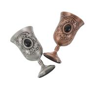 BAZEITFLOW 2 Piezas Retro Medieval Drinking Cups With High Stem Metal Shot Glasses For Ceremonial Halloween Parties And Home Use
