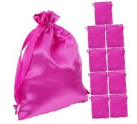 BAZEITFLOW 20 Piezas Bolsas de Satén para Extensiones y Pelucas con Cordón Bolsas Protectores Antiestáticas para Almacenamiento y Viaje de Cabello Organizador Compacto Rosa