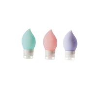 BAZEITFLOW 3 piezas Botellas de Viaje Silicona Alimenticio Reutilizables Dispensadores Líquidos Portátiles para Camping y Viaje Rosa Azul Morado