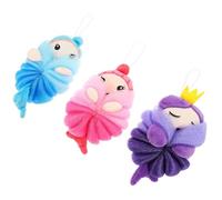 BAZEITFLOW 3 piezas Pelotas de Baño Infantiles con Diseño de Animales Esponjas Exfoliantes para Piel Sensible de Masajeadoras y Ligeras para Relajación Ducha