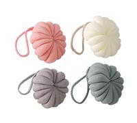 BAZEITFLOW 4 Bolas de Ducha de Esponja Vegetal 10X10 CM para Baño Masaje Suave y Secado Colgante, Accesorios Prácticos para Uso en Baños