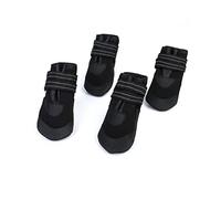 BAZEITFLOW 4 Piezas Botas para Perros Pequeños Impermeables y Cálidas Zapatos Antideslizantes con Banda Elástica y Diseño Reflectante Protección para Patas Invierno y Lluvia de Negras