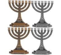 BAZEITFLOW 4 Piezas Candelabro de Brazos de Aleación para Velas Cónicas Soporte de Mesa Vintage para Decoración de Hanukkah para Centro de Mesa Judío y Bodas