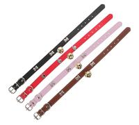BAZEITFLOW 4 Piezas Collares Ajustables para Ovejas y Cabras con Campanas Resistentes y Cómodos de Rojo Negro Rosa y Marrón Accesorios para Ganado