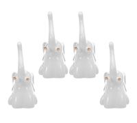 BAZEITFLOW 4 Piezas Decorativos Tapas de Tornillo para Inodoro de Cerámica Elefante Blanco Protector de Tornillos de Piso para Baño Cubiertas Funcionales y Resistentes para Instalación de