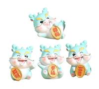 BAZEITFLOW 4 Piezas Dragón Figurines de Resina Adorables Figuras Creativas para Decoración de Escritorio y Coche Regalo para Amantes de Figuras y Decoración Navideña