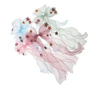 BAZEITFLOW 4 Piezas Lazos para Pelo Grandes de Tul para Niñas Clips de Moño con Flores de Organza y Cintas Largas Pinzas Seguras para Cabello Delicado Accesorios para Peinados Trenzados Pack