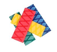 BAZEITFLOW 4 Piezas Protector Termorretráctil Antideslizante para Mango de Cuchillo de Chef Funda de Agarre Colorida de Rojo Amarillo Azul Verde para Cocina Segura y Organizada