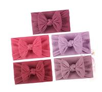 BAZEITFLOW 5 piezas Diademas para Bebés con Lazo de Nylon Transpirable Diademas Suaves y Cómodas para Niñas Recién Nacidos Accesorios para Fiesta y Foto Familiar