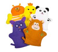 BAZEITFLOW 5 piezas Manoplas de Ducha para Guantes de Baño Suaves con Diseño de Frutas para Masaje Delicado y Limpieza de Piel Sensible Accesorios Duraderos para Baño Infantil