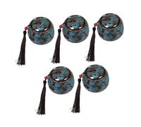 BAZEITFLOW 5 Urnas Pequeñas para Cenizas de Mascotas de Cerámica Azul Esmaltado Mini Urnas Conmemorativas para Perros y Gatos Pequeños Ideales para Recuerdo y Ceremonia Funeraria