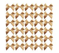BAZEITFLOW 50 Piezas de Lazos de Poliéster Dorados para Decoración DIY, Accesorios para Bolsos y Tocados en Fiestas Navideñas, Ideales para Cabaret y Porche