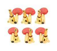 BAZEITFLOW 6 Piezas Clavijas de Afinación para Guitarra Acústica Folk Cabezas de Máquina Cerradas Perillas Ovaladas Doradas Afinadores Resistentes para Reemplazo y Precisión Conciertos