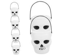 BAZEITFLOW 6 Piezas Cubos de Calabaza de Halloween de Plástico Duradero Cubos Decorativos con Diseño de Fantasma Pequeño para Almacenamiento de y Cesta Portátil para Fiestas