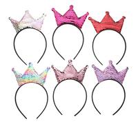 BAZEITFLOW 6 Piezas de Diademas Lentejuelas con Forma de Tiara para Niñas, Cómodas y Decorativas para Fiestas de Cumpleaños Infantiles