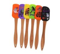 BAZEITFLOW 6 Piezas Espátulas de Silicona para Crema de Pastel de Halloween con Mango Resistentes al Desgaste Herramientas Prácticas para Repostería y Raspado