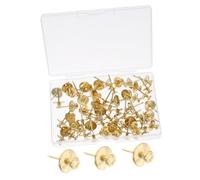 BAZEITFLOW 60 Piezas Tachuelas de Doble Cabeza para Pared Unidades de Metal Dorado para Colgar Cuadros y Tableros de Corcho Cabezal Plano Seguro para Decoración Interior y Exterior