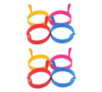 BAZEITFLOW 8 piezas Anillos de Silicona para Freír Huevos Molde Redondo Resistente Altas Temperaturas Antiadherente para Hacer Tortillas Huevos Fritos y Panqueques Rosado Rojo Azul Naranja
