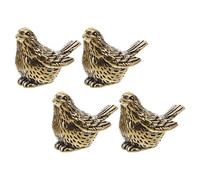 BAZEITFLOW Adornos de Pájaros Miniatura de Latón Vintage 4 Piezas Figuras Pequeñas de Gorrión Retro Estatuillas Decorativas para Escritorio Sala de Estar y Oficina