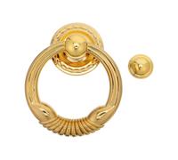 BAZEITFLOW Aldaba de Puerta Redonda de Aleación de Zinc en Acabado Dorado Antiguo, Llamador Decorativo para Puertas de Entrada, Accesorio Resistente para Uso Exterior en Casas y Oficinas