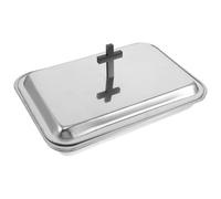 BAZEITFLOW Bandeja para Comunión de Acero Inoxidable 304 con Tapa Soporte Rectangular para 40 Vasos de Jugo de Uva Utensilios para Servir la Comunión en Iglesias Bandeja Sacramental