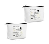 BAZEITFLOW Bolsas de Maquillaje Inspiradoras para Chicas Adolescentes, 2 Unidades, Tamaño 22,5x15x5,6 Cm, Diseño Portátil Frases Motivacionales para Graduación, Reutilizables y