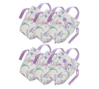 BAZEITFLOW Bolsas de Obsequio de Lona Pequeñas con Cordón 6 Unidades Diseño Floral de Tulipanes Morados para Fiestas Cumpleaños Bodas y Recuerdos Infantiles
