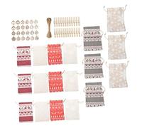 BAZEITFLOW Bolsas Pequeñas de Navidad con Cordón y Etiquetas de Regresiva para y Regalos Decoración Festiva para Fiestas y Calendario de Adviento Unidades con Diseño Temático Navideño
